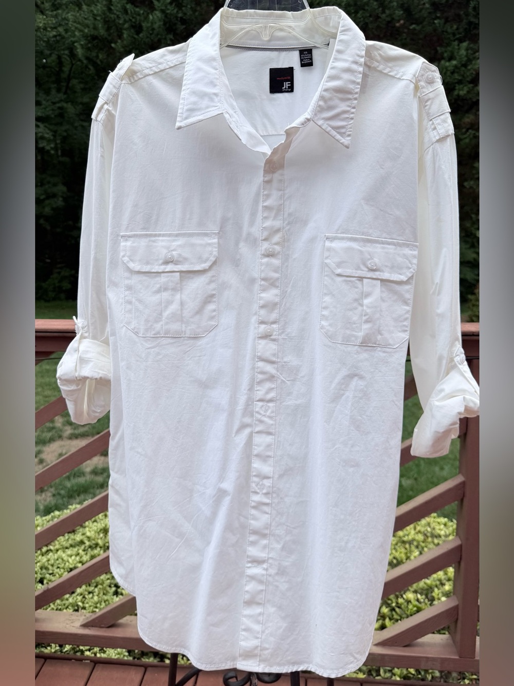 jf j.ferrar White Long-Sleeve Casual Button-Down Shirt